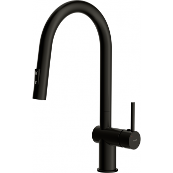 Смеситель CERSANIT для кухни BRASKO однорычажный с выдвижным изливом, черный Смеситель CERSANIT для кухни BRASKO однорычажный с выдвижным изливом, черный