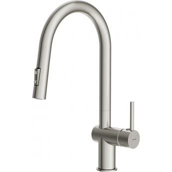 Смеситель CERSANIT для кухни BRASKO однорычажный с выдвижным изливом, никель Смеситель CERSANIT для кухни BRASKO однорычажный с выдвижным изливом, никель