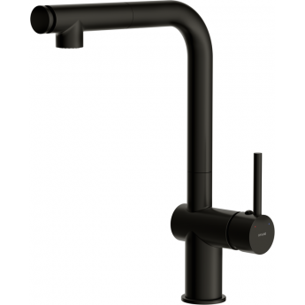 Смеситель CERSANIT для кухни FLAVIS однорычажный с выдвижным изливом два режима, черный Смеситель CERSANIT для кухни FLAVIS однорычажный с выдвижным изливом два режима, черный