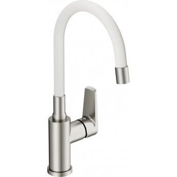 Смеситель CERSANIT для кухни MODUO однорычажный с гибким изливом, белый Смеситель CERSANIT для кухни MODUO однорычажный с гибким изливом, белый